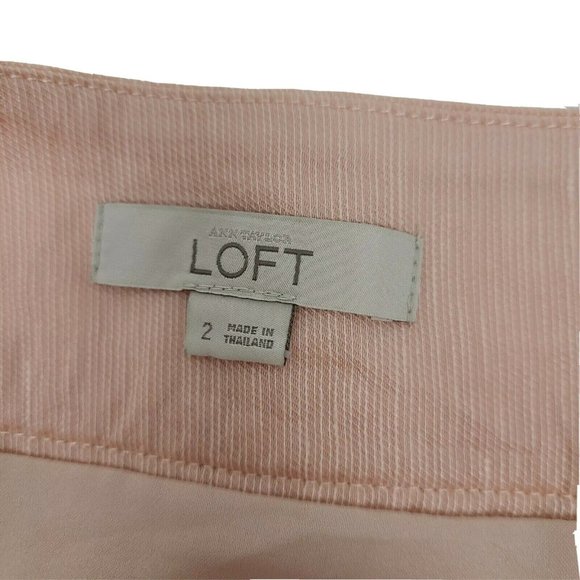 Ann Taylor Loft Skirt Womens Size 2 Solid Pink Shimmery Linen Blend Side Zip - Picture 2 of 5